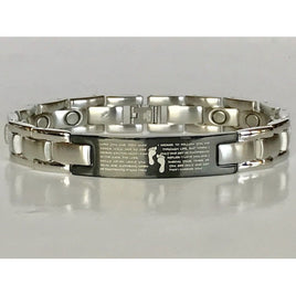 Stainless Steel Magnetic Foot Prints in the sand Pray Bracelet